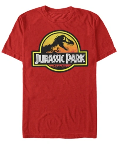 Shop Jurassic Park Men's Classic Logo Outlined Short Sleeve T-shirt In Red