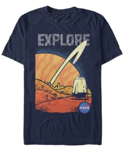 Shop Nasa Men's Distorted Explore Space Logo Short Sleeve T-shirt In Navy