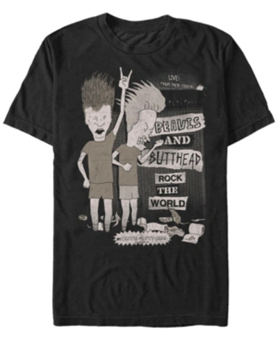 Shop Beavis And Butthead Mtv Men's Rock The World Live From The Couch Logo Short Sleeve T-shirt In Black