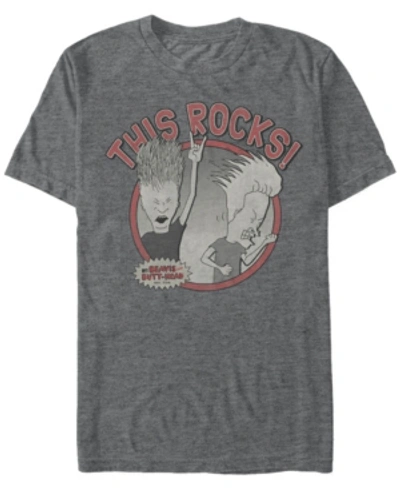 Shop Beavis And Butthead Mtv Men's Rock Out Man Logo Short Sleeve T-shirt In Charcoal H