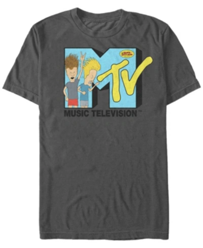 Shop Mtv Men's Beavis And Butthead Head Bangers Logo Short Sleeve T-shirt In Charcoal H