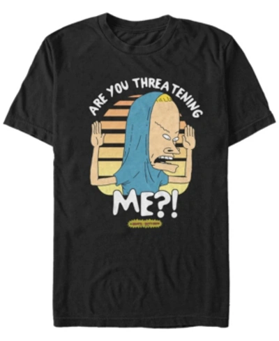 Shop Beavis And Butthead Mtv Men's Are You Threatening Me Logo Short Sleeve T-shirt In Black