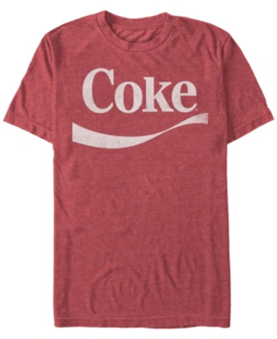 Shop Coca-cola Men's Classic Vintage-like Swoosh Short Sleeve T-shirt In Red Heathe