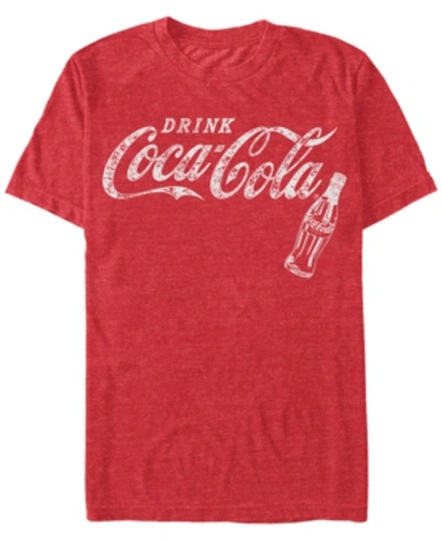 Shop Coca-cola Men's Retro Coke Bottle Short Sleeve T-shirt In Red Heathe