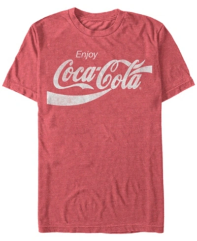 Shop Coca-cola Men's Vintage-like Enjoy  Short Sleeve T-shirt In Red Heathe