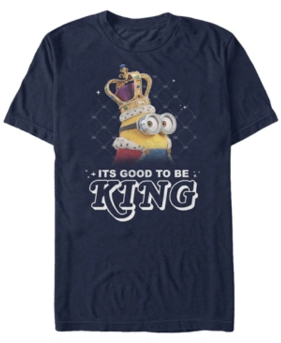 Shop Minions Illumination Men's Despicable Me It's Good To Be King Short Sleeve T-shirt In Navy