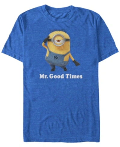 Shop Minions Illumination Men's Despicable Me Mr. Good Times Short Sleeve T-shirt In Royal Heather