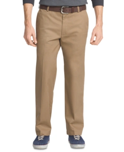 Shop Izod Men's American Straight-fit Flat Front Chino Pants In English Khaki