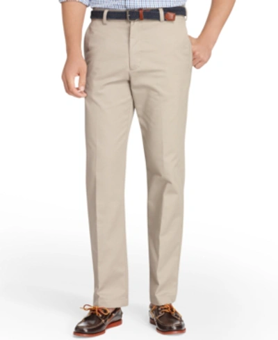 Shop Izod Men's American Straight-fit Flat Front Chino Pants In Khaki