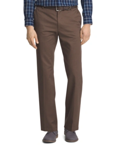 Shop Izod Men's American Straight-fit Flat Front Chino Pants In Brown