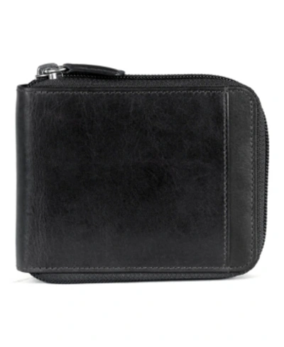 Shop Mancini Casablanca Collection Men's Rfid Secure Center Zippered Wallet With Removable Passcase In Black