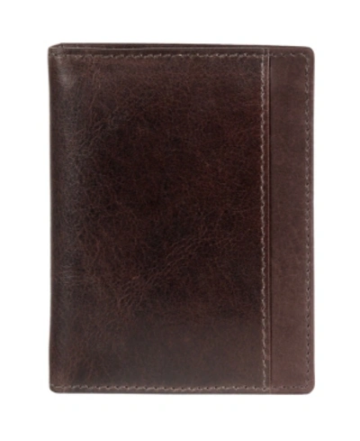 Mancini Casablanca Collection Men's Rfid Secure Center Unique Vertical Wing Wallet In Brown
