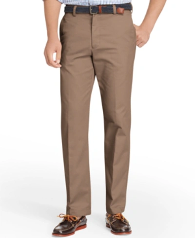 Shop Izod Men's American Straight-fit Flat Front Chino Pants In Decaf Coffee