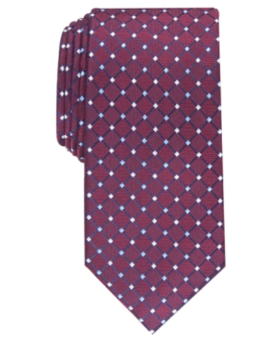 Shop Club Room Men's Classic Grid Tie, Created For Macy's In Burgundy