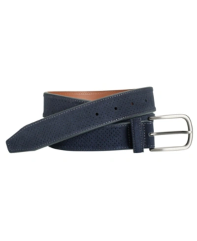 Shop Johnston & Murphy Perfed Suede Belt In Navy