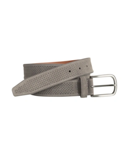 Shop Johnston & Murphy Perfed Suede Belt In Gray