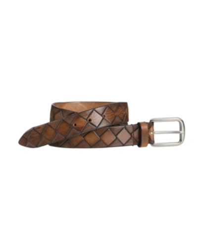 Shop Johnston & Murphy Basketweave Belt In Tan