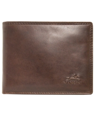 Mancini Men's  Boulder Collection Rfid Secure Billfold With Removable Center Wing Passcase In Brown