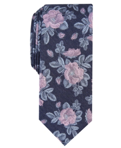 Shop Bar Iii Men's Fairmont Skinny Floral Tie, Created For Macy's In Navy