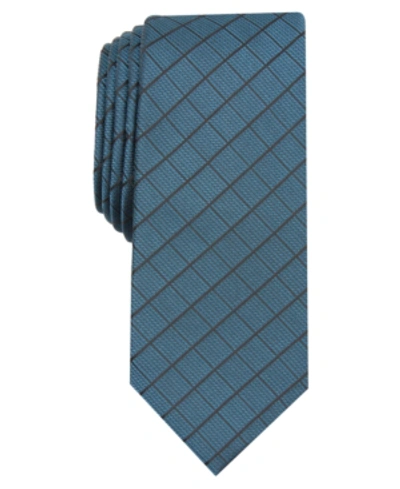 Shop Alfani Men's Slim Grid Tie, Created For Macy's In Teal
