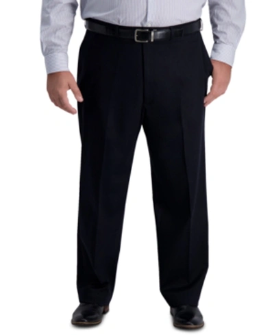 Haggar Men's Big & Tall Iron Free Premium Khaki Classic-fit Flat Front Pant In Black