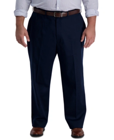 Haggar Men's Big & Tall Iron Free Premium Khaki Classic-fit Flat Front Pant In Dk Navy