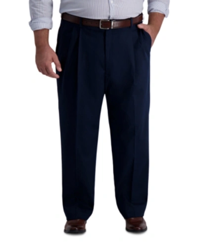 Shop Haggar Men's Big & Tall Iron Free Premium Khaki Classic-fit Pleated Pant In Dk Navy