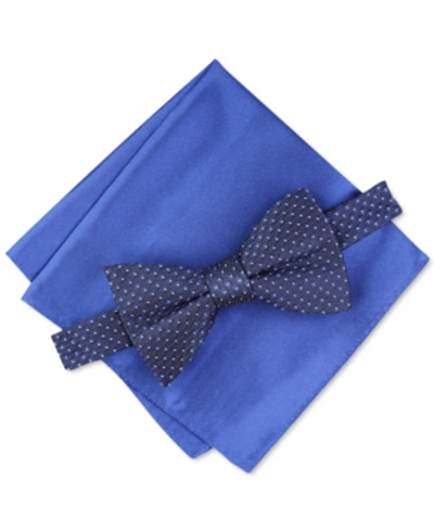 Shop Alfani Men's Roy Geo Pre-tied Bow Tie, Created For Macy's In Navy