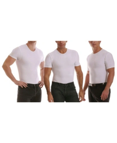 Shop Instaslim Men's Big & Tall Insta Slim 3 Pack Compression Short Sleeve Crew-neck T-shirts In White