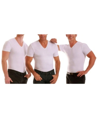 Shop Instaslim Insta Slim Men's 3 Pack Compression Short Sleeve V-neck T-shirts In White