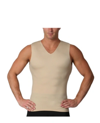 Shop Instaslim Insta Slim Men's Compression Sleeveless V-neck T-shirt In Tan
