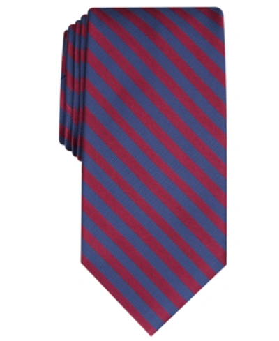 Shop Club Room Men's Classic Stripe Tie, Created For Macy's In Burgundy