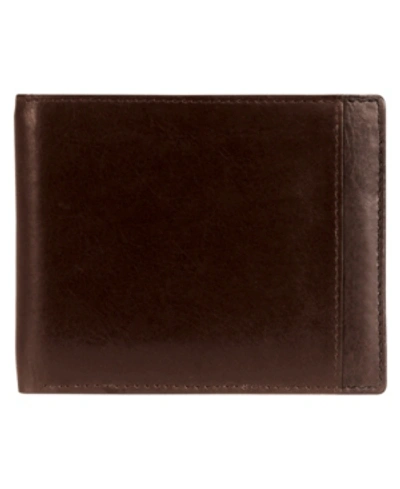 Mancini Casablanca Collection Men's Rfid Secure Center Billfold With Removable Center Wing Passcase In Brown