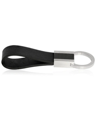 Shop Rhona Sutton Sutton Stainless Steel Leather Key Ring In Black