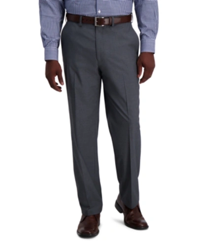 Shop Haggar J.m.  Men's Heather Diamond Classic Fit Flat Front Pant In Med Grey