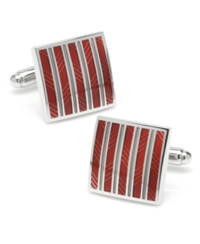 Shop Ox & Bull Trading Co. Ox Bull & Trading Co Striped Square Cufflinks In Red