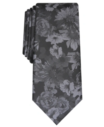 Shop Bar Iii Men's Glacier Skinny Floral Tie, Created For Macy's In Black