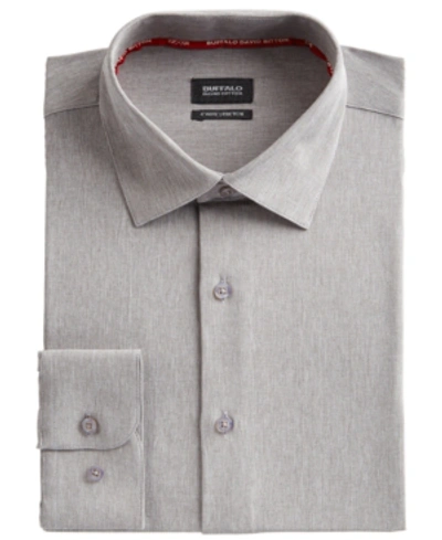 Shop Buffalo David Bitton Men's Slim-fit Performance Stretch Gray Solid Chambray Dress Shirt In Grey