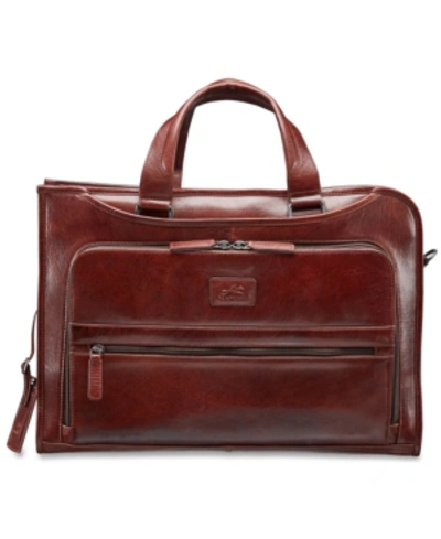 Shop Mancini Vanizia Collection Top Zippered Single Compartment Laptop And Tablet Briefcase In Brown