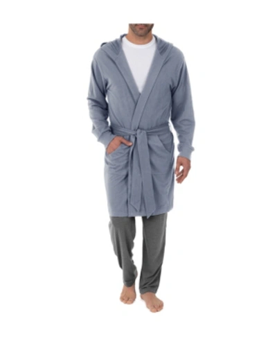 Shop Izod Men's Hooded French Terry Knit Robe In Blue