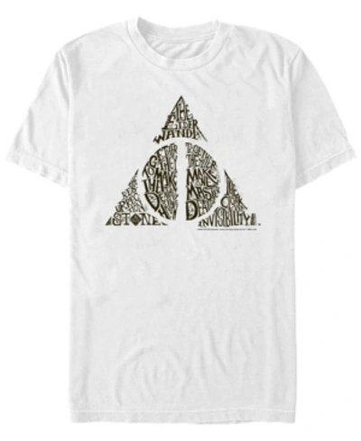 Fifth Sun Harry Potter Men's Deathly Hallows Text Symbol Short Sleeve T-shirt In White