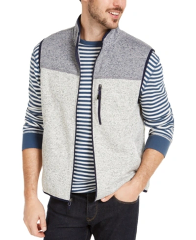 Shop Club Room Men's Colorblock Fleece Sweater Vest, Created For Macy's In Smooth Silver