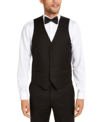 Alfani Men's Classic-fit Stretch Black Tuxedo Vest, Created For Macy's In Black