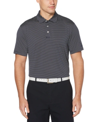 Shop Pga Tour Men's Short Sleeve Feeder Stripe Polo Golf Shirt In Peacoat