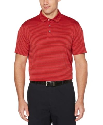Shop Pga Tour Men's Short Sleeve Feeder Stripe Polo Golf Shirt In Chili Pepper