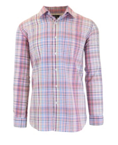 Shop Galaxy By Harvic Men's Long Sleeve Slim-fit Printed Cotton Dress Shirts In Pink-light