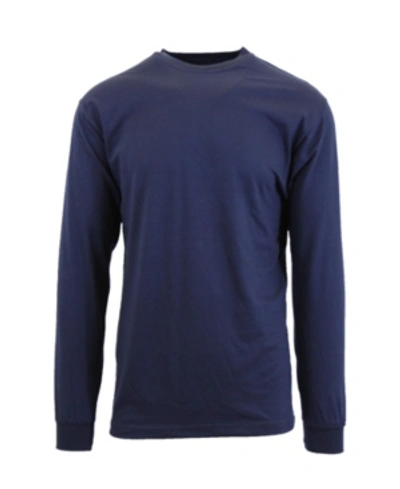 Shop Galaxy By Harvic Men's Egyptian Cotton-blend Long Sleeve Crew Neck Tee In Navy
