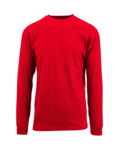 Shop Galaxy By Harvic Men's Egyptian Cotton-blend Long Sleeve Crew Neck Tee In Red