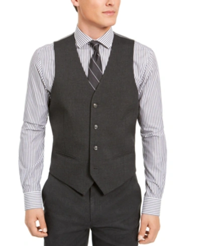 Shop Alfani Men's Classic-fit Stretch Solid Suit Vest, Created For Macy's In Charcoal
