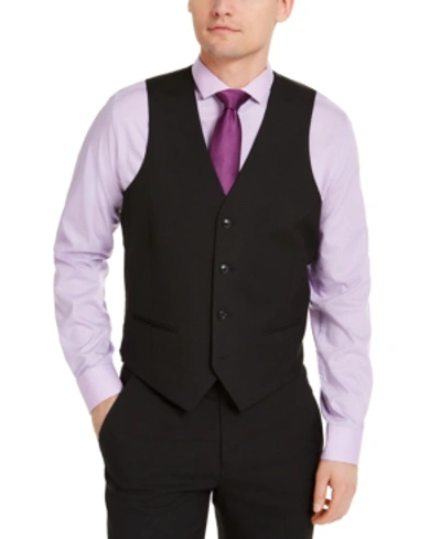 Shop Alfani Men's Classic-fit Stretch Solid Suit Vest, Created For Macy's In Black